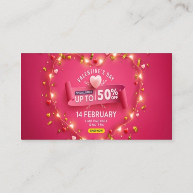 Carte D'accompagnement offre spéciale vente valentine's day jusqu'à 50 de (Dos)