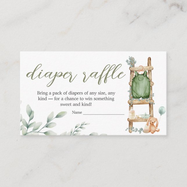 Carte D'accompagnement Oh Baby Boho Eucalyptus Baby shower Déchets Raffle (Devant)