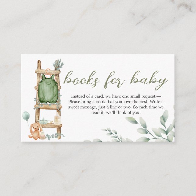 Carte D'accompagnement Oh Baby Boho Eucalyptus Baby showers Livres pour b (Devant)
