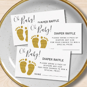 Carte D'accompagnement Oh Baby Diaper Raffle Parties scintillant Pieds Ba
