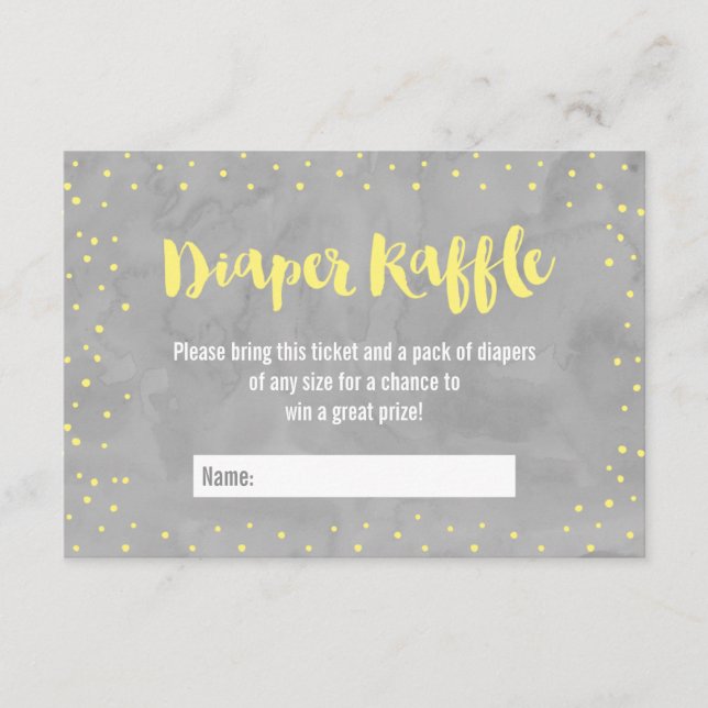 Carte D'accompagnement Oh Baby Gris et Baby shower jaune Raffle de couche (Devant)