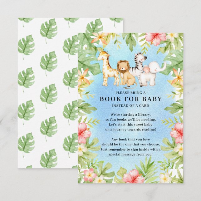 Carte D'accompagnement Oh Baby Jungle Baby shower Book for Baby Enclosur (Devant / Derrière)