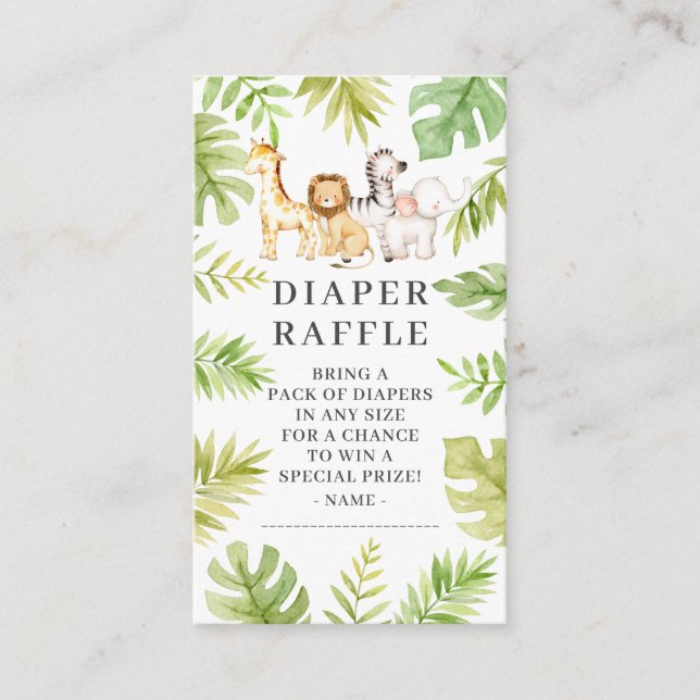 Carte D'accompagnement Oh Baby Jungle Baby shower Déchets Raffle Enclosur (Devant)