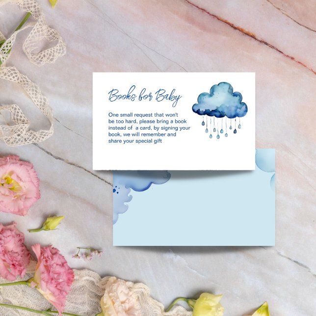 Carte D'accompagnement Oh Baby nuage baby shower livres demande (Oh Baby cloud baby shower books request Enclosure Card books for baby card whimsical blue cloud)