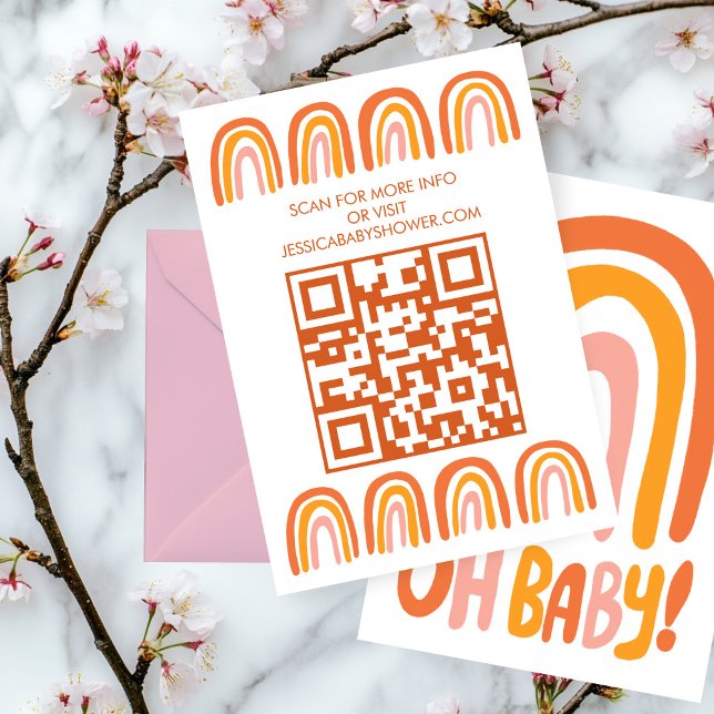 Carte D'accompagnement OH BABY SHOWER Rainbow CUSTOM QR CODE (OH BABY SHOWER Rainbow CUSTOM QR CODE Enclosure Card
)