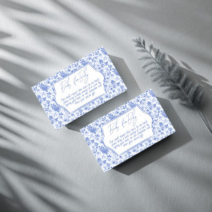 Carte D'accompagnement Oh bébé bleu toile baby shower demande