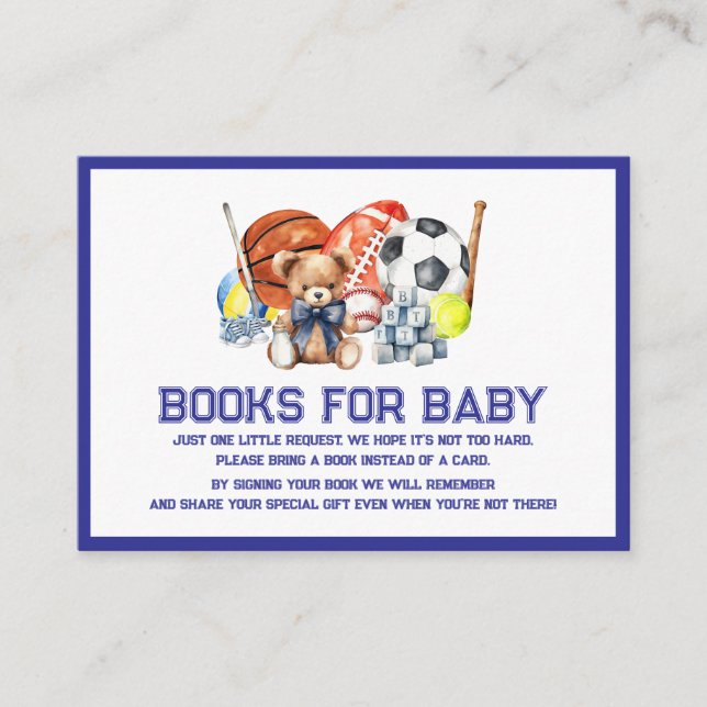 Carte D'accompagnement Oh Boy ALL STAR SPORT Baby Shower Books For Baby (Devant)