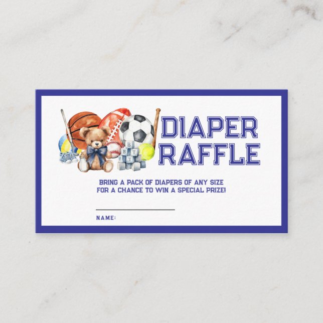 Carte D'accompagnement Oh Boy ALL STAR SPORT Baby Shower Diaper Raffle (Devant)