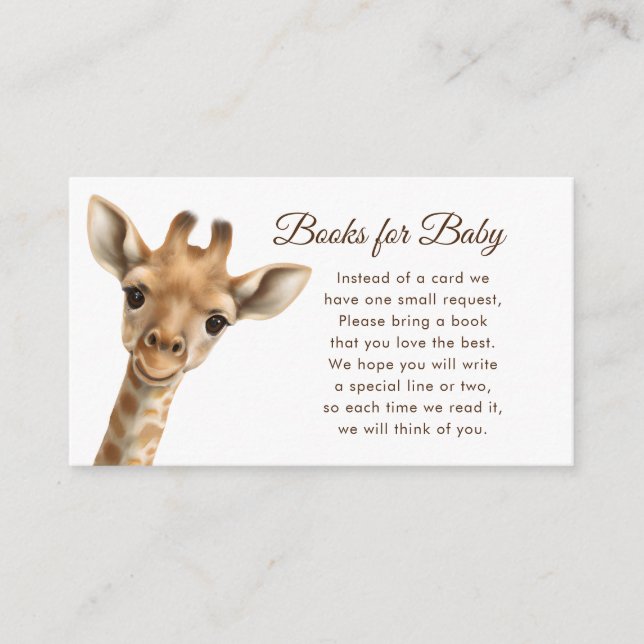 Carte D'accompagnement Oh Boy Baby Giraffe Books for Baby Baby shower (Devant)
