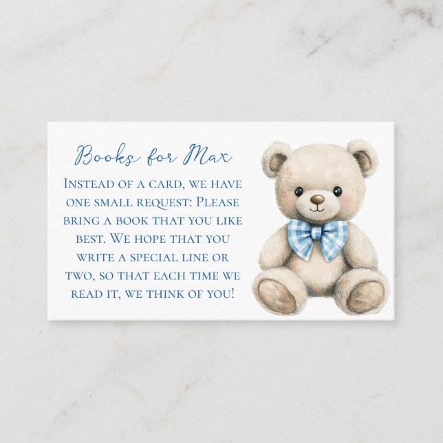 Carte D'accompagnement Oh Boy Baby Shower Book Request Card (Devant)