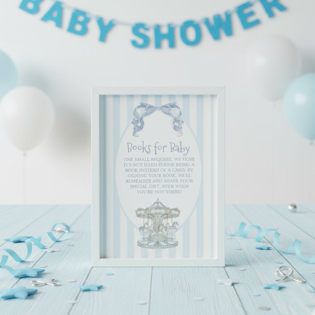 Carte D'accompagnement ​Oh Boy Blue Bow Carousel Books for Baby  (Créateur téléchargé)