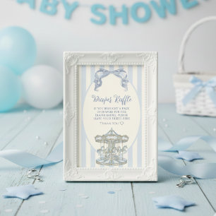 Carte D'accompagnement  Oh Boy Blue Bow Carousel Diaper Tirage au Sort 