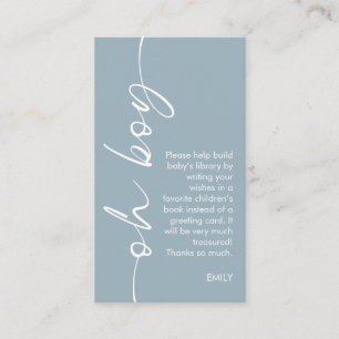 Carte D'accompagnement Oh Boy Dusty Blue Livres pour Baby shower