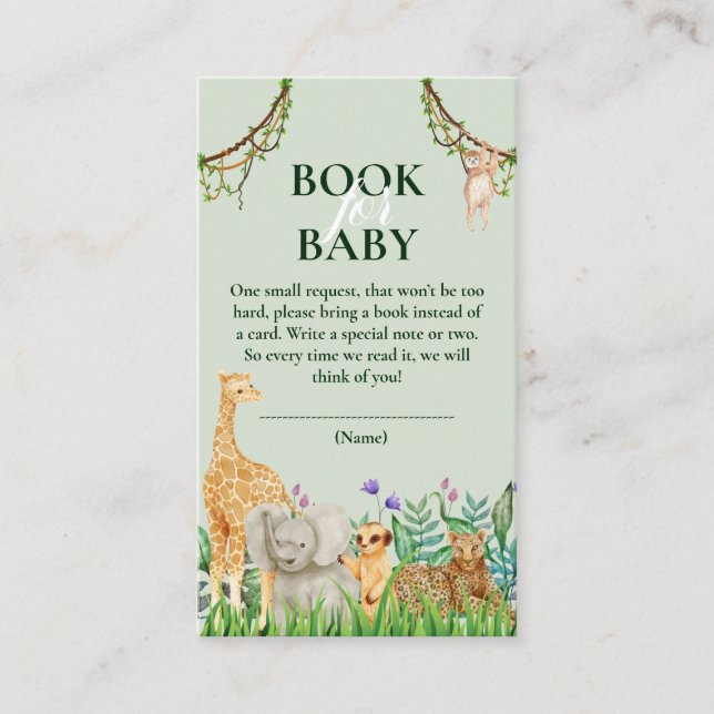 Carte D'accompagnement Oh Boy Safari Jungle Baby shower Book for Baby (Devant)