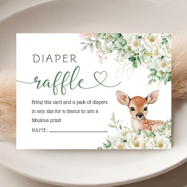 Carte D'accompagnement Oh Deer Baby Shower Gender Neutral Diaper Raffle  (Créateur téléchargé)