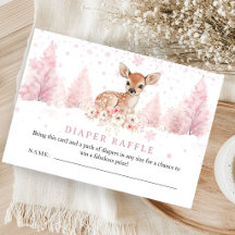 Oh Deer Baby Shower Pink Winter Girl Diaper Raffle