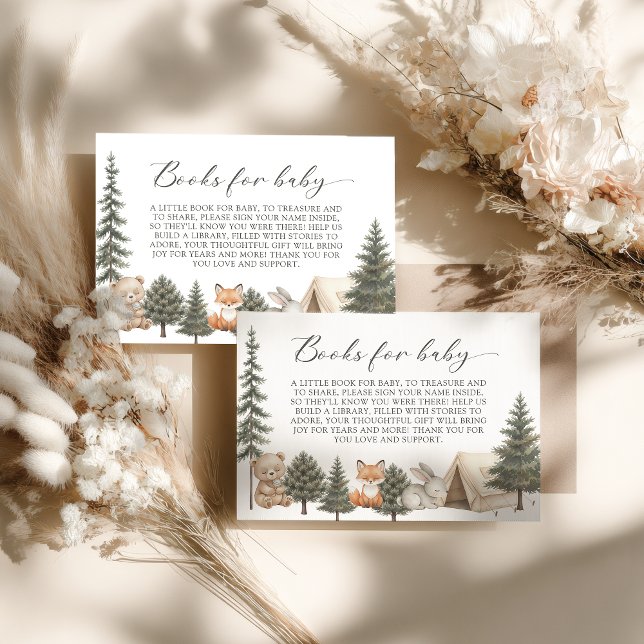 Carte D'accompagnement Oh garçon que l'aventure commence shower bébé (oh boy let the adventure begin baby shower book request card woodland books for baby cards)