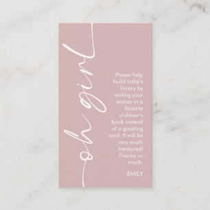 Carte D'accompagnement Oh Girl Dusty Livres Roses pour le Baby shower