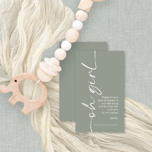 Carte D'accompagnement Oh Girl Sage Diaper Baby shower de raffle