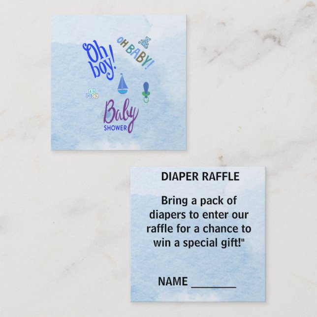 Carte D'accompagnement Oh mon garçon Oh mon bébé Baby shower bleu 2 tons (Devant / Derrière)