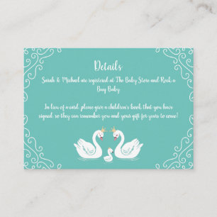 Carte D'accompagnement Oiseau Baby shower de cygnes avec coEd de couronne