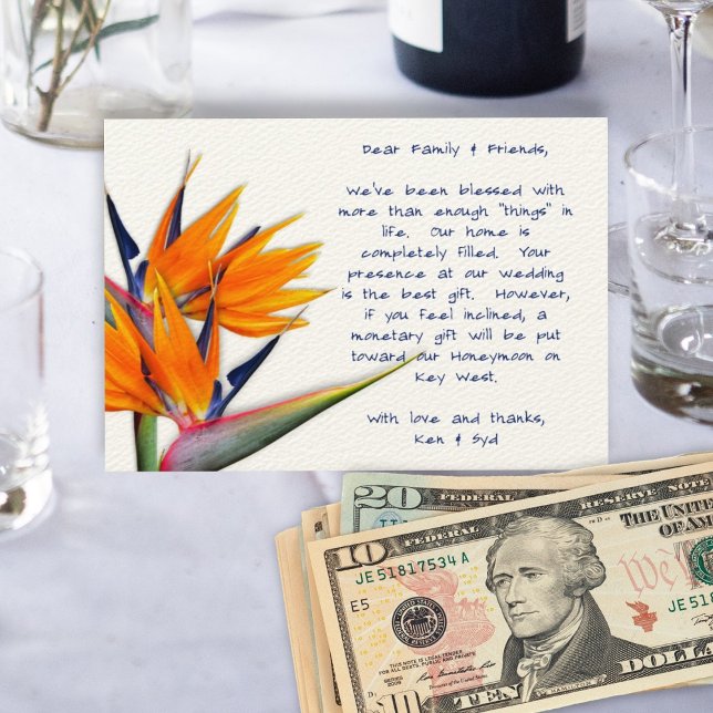 Carte D'accompagnement Oiseau de paradis pour mariage avec puits de souha (Créateur téléchargé)