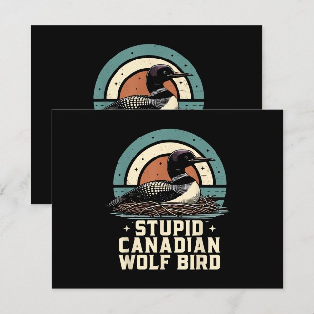 Carte D'accompagnement Oiseau loup canadien stupide  (Devant / Derrière)