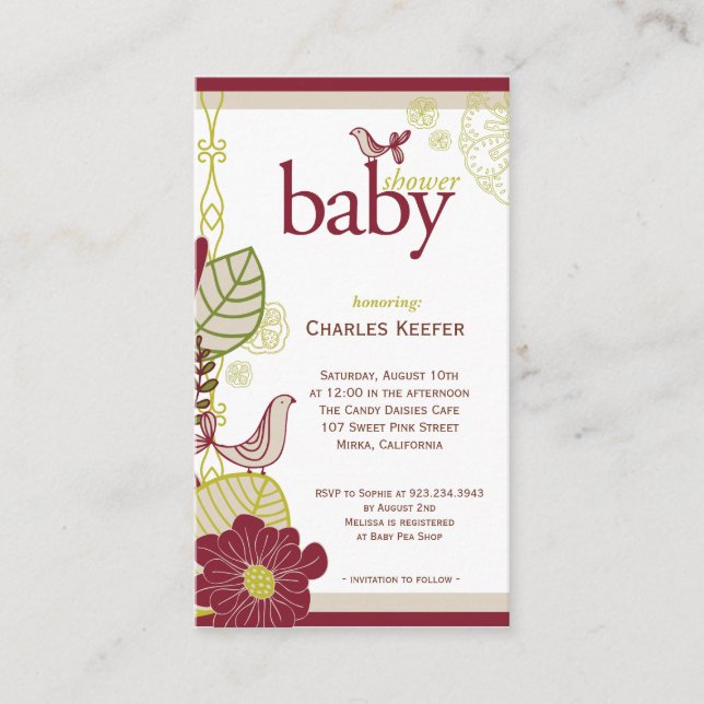 Carte D'accompagnement Oiseaux et fleurs (Devant)