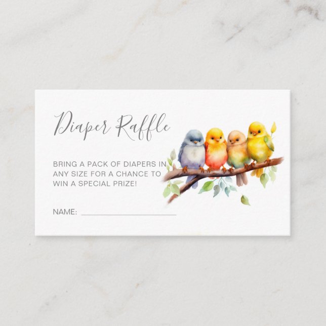 Carte D'accompagnement Oiseaux mignons sur le Baby shower de branches Raf (Devant)