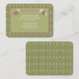 Carte D'accompagnement Oiseaux mignons verts et roses Baby Girl Display D