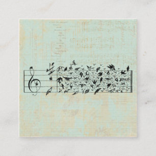 Carte D'accompagnement Oiseaux & Musique Papier personnel Vintage Vieille