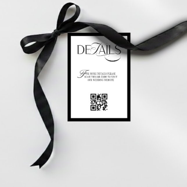 Carte D'accompagnement Old Money Black and White Wedding Details (Créateur téléchargé)