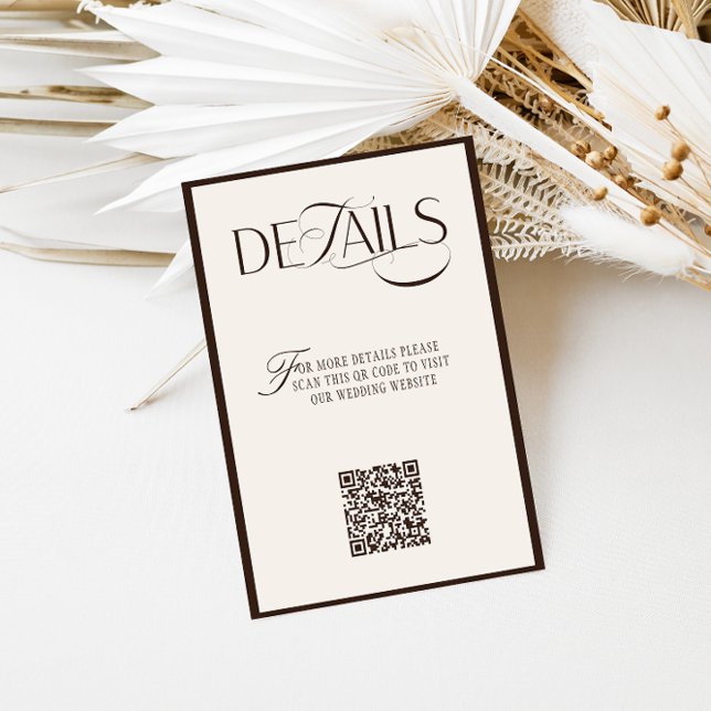 Carte D'accompagnement Old Money Espresso Brown Wedding Details (Créateur téléchargé)
