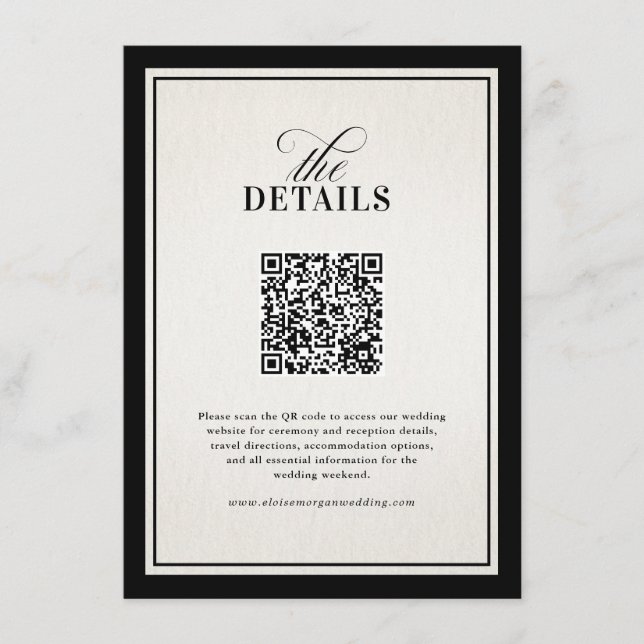 Carte D'accompagnement Old Money Modern Formal Black Luxury Chic Wedding (Devant)