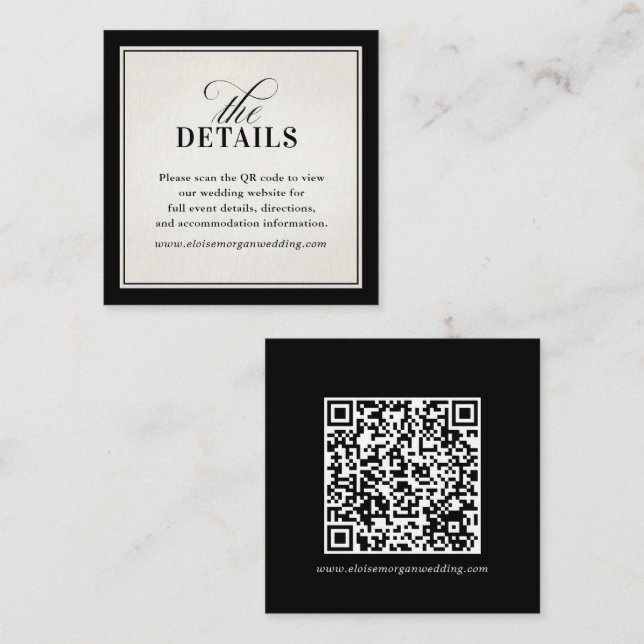 Carte D'accompagnement Old Money Modern Formal Black Luxury Chic Wedding (Devant / Derrière)