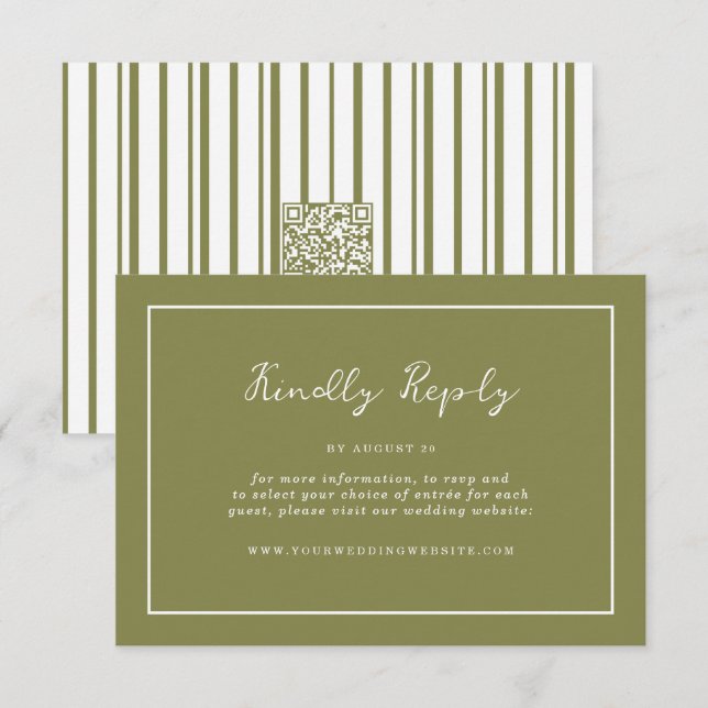 Carte D'accompagnement Olive Green Modern Online RSVP Card (Devant / Derrière)