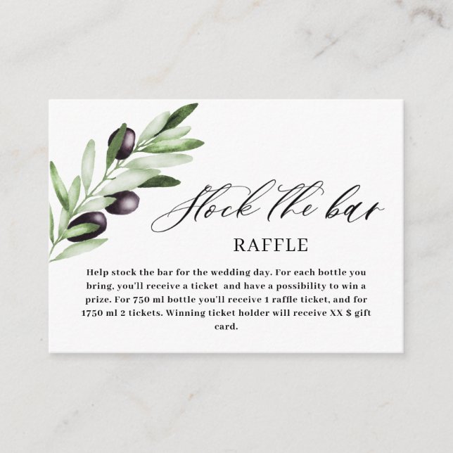Carte D'accompagnement Olive  Green Stock the bar Bridal Shower  (Devant)