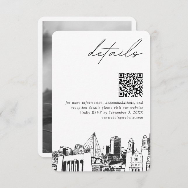 Carte D'accompagnement Omaha Mariage détails modernes QR Code (Devant / Derrière)