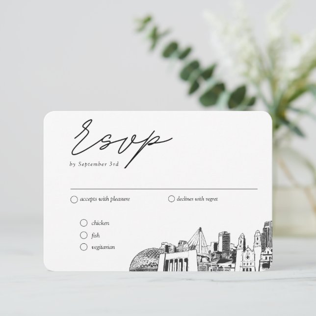 Carte D'accompagnement Omaha Mariage traditionnel RSVP Options de repas (Debout devant)