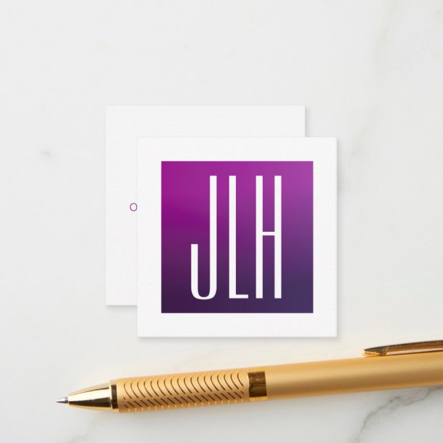 Carte D'accompagnement Ombre violet et initiales blanches ou autre texte (Devant/Arrière en situation)