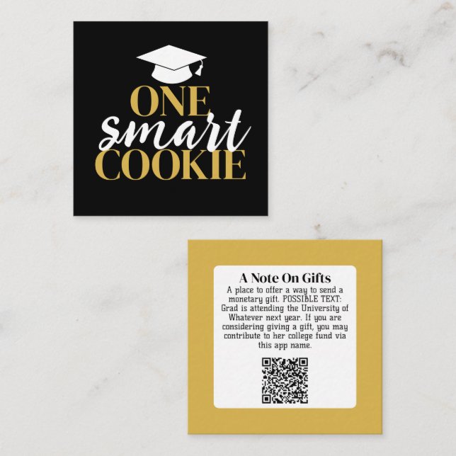 Carte D'accompagnement One Smart Cookie - Modern Graduation Cadeau QR Cod (Devant / Derrière)