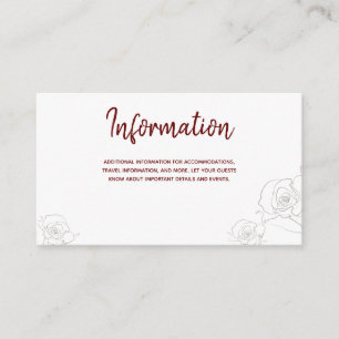 Carte D'accompagnement Open White Burgundy Grey Informations florales