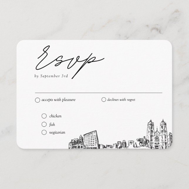 Carte D'accompagnement Option de repas traditionnel Mariage Newark RSVP (Devant)