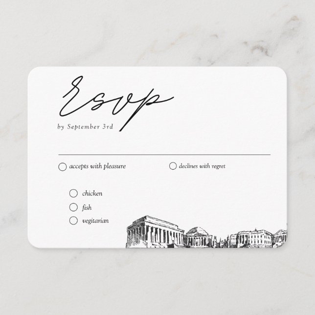 Carte D'accompagnement Option de repas traditionnel Mariage RSVP de Washi (Devant)