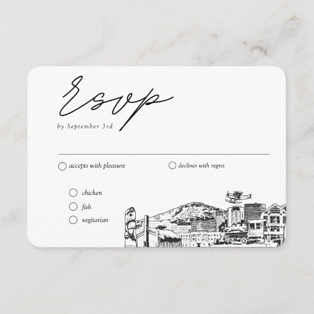 Carte D'accompagnement Option de repas traditionnel RSVP pour Mariage d'a (Devant)