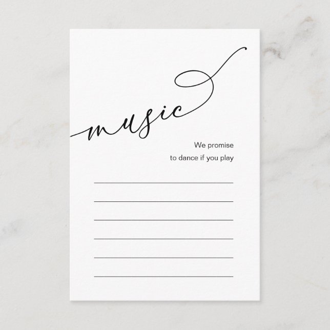 Carte D'accompagnement Options de musique de chanson de dîner de mariage (Devant)