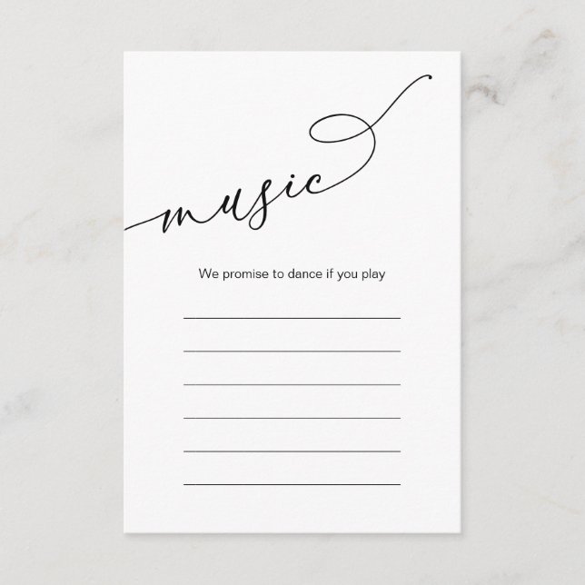 Carte D'accompagnement Options de musique de chanson pour dîner de mariag (Devant)