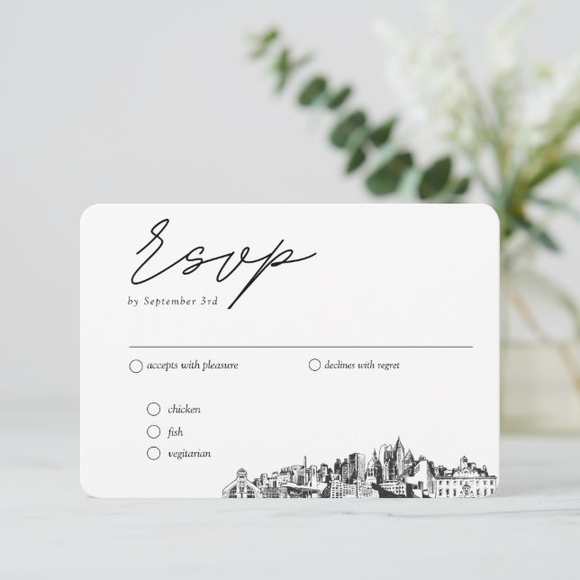 Carte D'accompagnement Options de repas RSVP traditionnelles Mariage Atla (Debout devant)