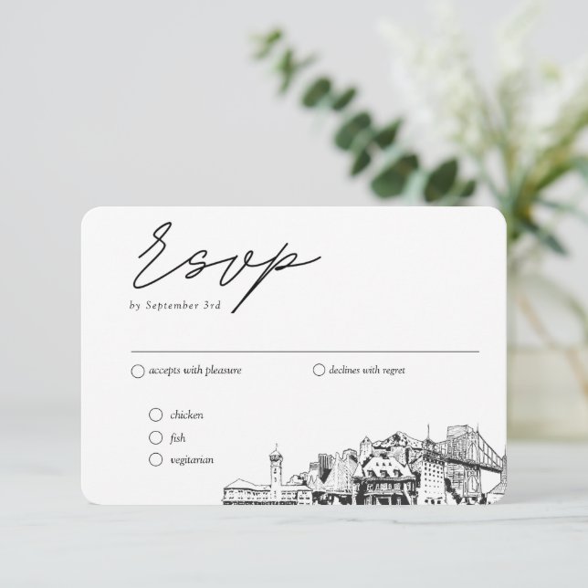 Carte D'accompagnement Options de repas RSVP traditionnelles Mariage Port (Debout devant)