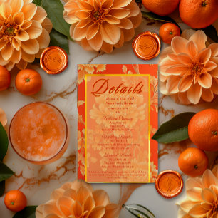 Carte D'accompagnement Opulent Mandarin Orange Floral Détails du Mariage